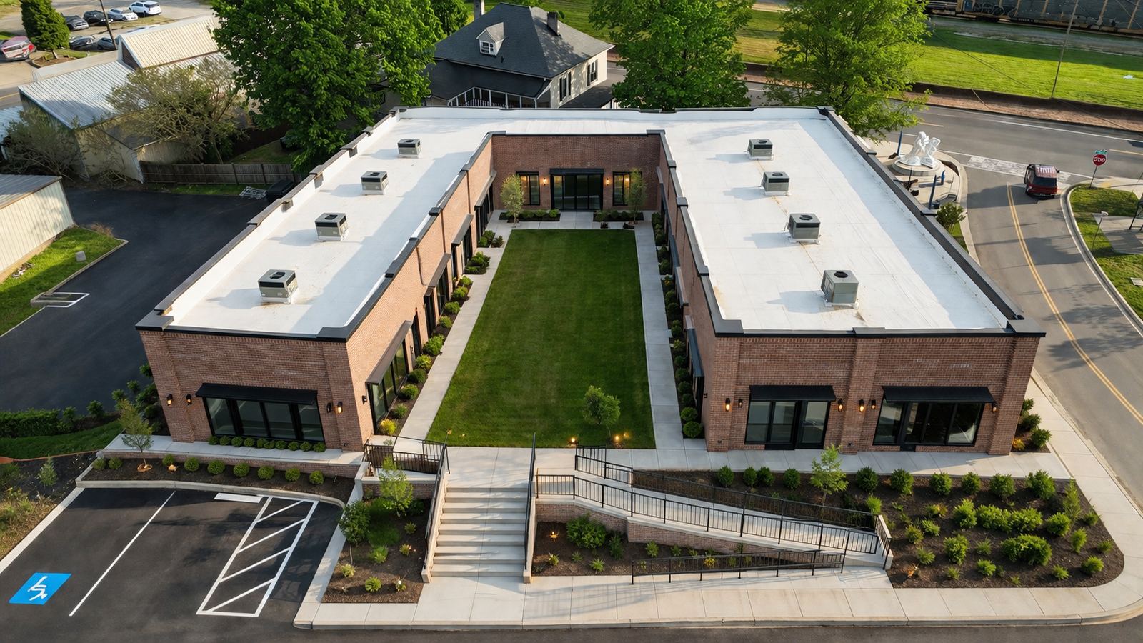 Aerial architectural rendering of Garden Street Commons
